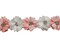 2"x 10 yards Blush and White 3D Satin Flower Trim with Diamond Center